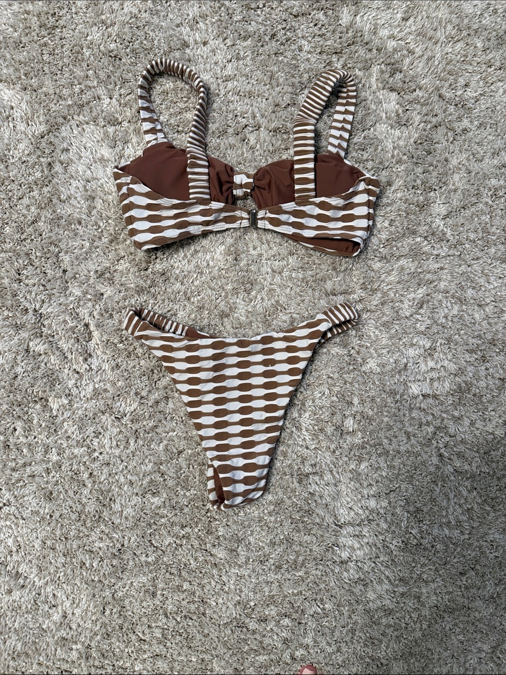Brown & White Patterned Bikini Set - Picture 4 of 4